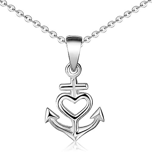 Materia Damen Kette Silber 925 mit Anhänger Glaube Liebe Hoffnung KA-92-K141