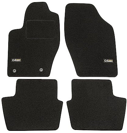 J&J AUTOMOTIVE | Velours Fußmatten mit Logo Autotepiche Passend Für C4 2004-2010 4 TLG, rutschfeste Untregrund, Verstärkt Im Pedalbereich