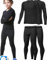 HOPLYNN 2er Pack Thermounterwäsche Set für Kinder Funktionsunterwäsche Skiunterwäsche Jungen Atmungsaktiv Thermo Unterwäsche Warme Fussball Ski Schwarz-XS