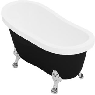 Vente-unique - Baignoire îlot rétro avec pieds de lion argentés - 200 L - 145 x 74 x 77 cm - Noir mat - NISOS II