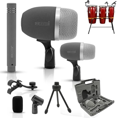 5 CORE Conga Mic Snare Tom Set Profesional XLR Cardioide Unidireccional Condensador Instrumento Micrófono Kit Congo 3XP