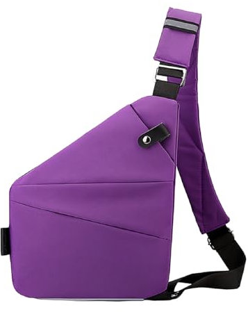 Anti Diebstahl Tasche Damen Diebstahlsichere Reisetasche Tasche Diebstahlsicher Brusttasche Sichere Tasche Anti Theft Travel Bag Flex Tasche Umhängetasche Bodybag Rechtshänder (Lila)