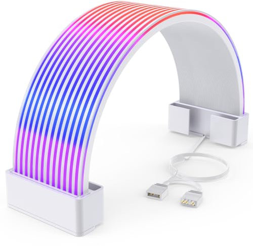 Sirlyr Tiras de cables RGB PSU de 3 x 8, tira ARGB direccionable para GPU de 3 x 8 pines, cable de extensión de placa base, cable modular, sincronización de 5 V3 pines, carcasas de PC personalizadas