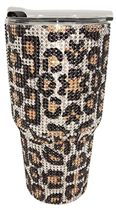 Duiaynke Kreativer Kaffeebecher aus 304 Edelstahl, Vakuumflasche, tragbarer Reisebecher, Thermobecher (goldener Leopard)