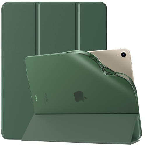 TiMOVO Coque Compatible avec Nouvel iPad Air 13 Pouces (M3/M2-2025/2024), Étui Arrière Translucide avec Support à Trois Volets & Fonction Réveil/Veille Automatique pour iPad Air 13, Vert Foncé