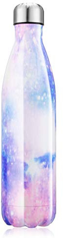 Bouteille d'eau Acier Inoxydable, Gourde Isotherme Réutilisable Gourde Inox sans BPA isolé à Bouteille Isotherme pour Froide Pendant 24heures, Chaude Pendant 12 Heures (Ciel Violet, 750ml)