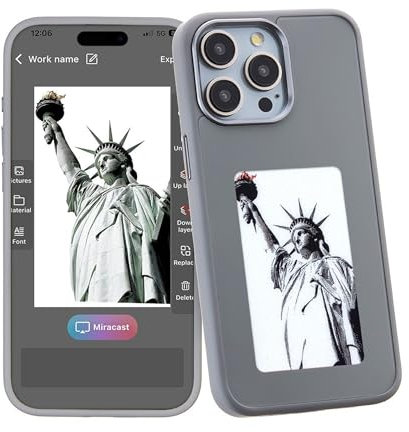 CoverKingz Hülle kompatibel mit Apple iPhone 15 Pro Max Schutzhülle - Handyhülle Case mit NFC Display E-Ink Silikon Hybrid Cover Bumper Showcase DIY Displaybilder Schwarz, 77803