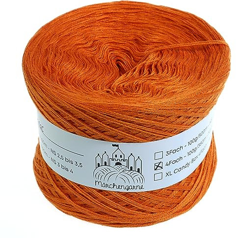 Bobbel einfarbig 200g - 760m 4 fädig Bobbel Wolle Farbverlaufsgarn handstrickgarn stricken häkeln (Cognac)