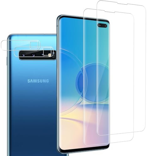 Carantee 2+2 Stück für Panzerglas für Samsung Galaxy S10 Plus Schutzfolie, 2 Stück Panzer Schutz Glas Panzerfolie & 2 Stück Kameraschutz Folie, HD 9H mit Fingerabdruck-ID Schutzglas Displayschutzfolie