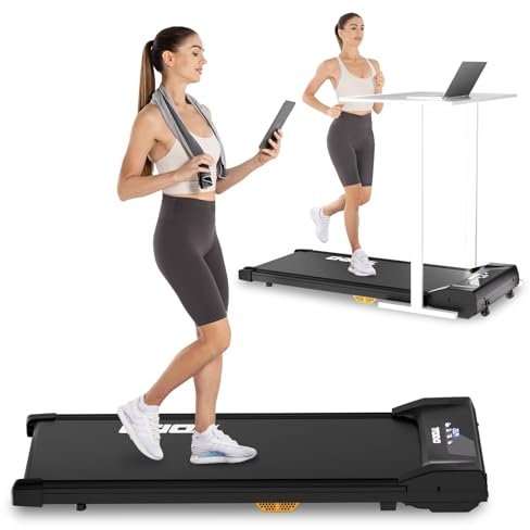 TODO Walking Pad, Laufband für zuhause mit Neigung, Laufband Schreibtisch 1-6 km/h, Elektrisches Laufband für Büro mit Fernbedienung und Apps Steuerung, 2.5HP Motor, LCD-Anzeige