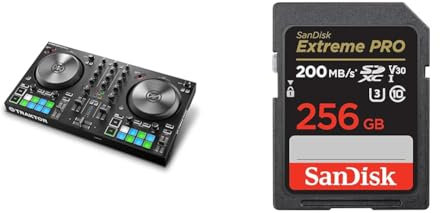 Native Instruments Traktor Kontrol S2 MK3, 2-Channel DJ Controller, 16 Pads, Integrated Soundcard & SanDisk 256GB Extreme PRO SDXC card + RescuePRO Deluxe, up to 200MB/s, UHS-I, Class 10, U3, V30