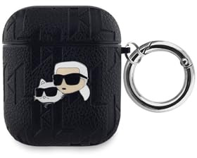 CG Mobile Karl Lagerfeld KLA2PGKCPK Hülle für AirPods 1/2 Schwarz Monogram Karl & Choupette Head