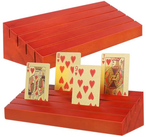 Alasum 2st Spielkartensockel Aus Holz Flash-kartenhalter Kartenfächer Für Spielkarten Spielkartenständer Spielkartenfach Ablagegestelle Für Spielkarten Canasta-kartenhalter Kiefernholz