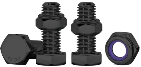 Drenky Boulon M6 10 Pcs Bouton à Tête Hexagonale Et écrous, M6 X 16mm Boulons à Six Pans Avec écrous Boulons Acier Inoxydable A2 V2A Pour Meubles, Voitures, Vélos, Bateaux, Impression 3D, Noir