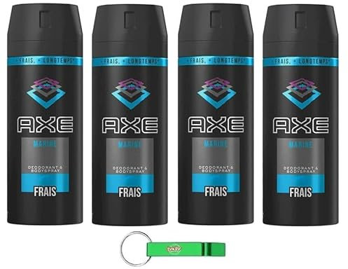 4x Axe Marine Deodorant und Körperspray - Body Spray für Männer Deo Spray 150ml + Beni Culinari Kostenloser Schlüsselanhänger