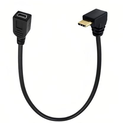 JIANGBINGREN Mini USB to Type C Cable Cord, 90 Degree Angled USB 3.1 Type C Male to Mini USB Female Adapter Compatible with MacBook Pro Chromebook Pixel Laptop Android Devices (Black)
