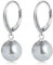 Perlenohrringe Silber 925 Hängend Perlen Ohrringe Silber 925 Perle Creolen mit Perle Hängende Perlenohrringe Silber Hängend Grau