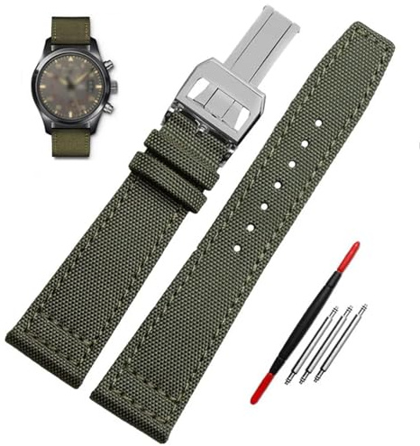 RWCCCRW Hochdichtes Nylon-Armband für IWC IW377724 IW371614 Uhrenarmband 20 mm 21 mm 22 mm Armband Schwarz ArmyGreen Blue Canvas Handgelenkgürtel