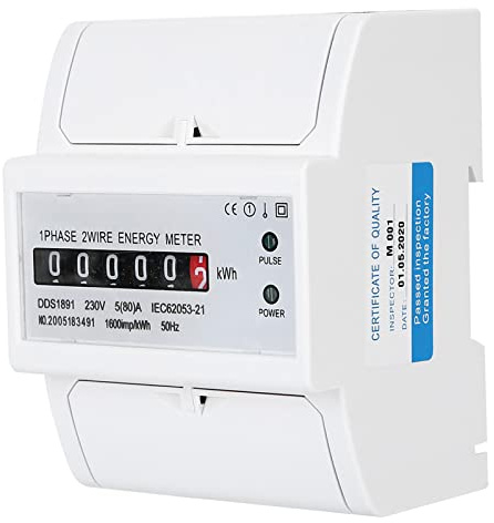 Einphasiger Stromzähler DIN-Schiene Präzise Messung, 2 Stk. | Präzise Verbrauchsmessung im 50Hz-Wechselstromnetz, Direkter Anschluss mit S-Typ-Verkabelung, Energiezähler für Haushalt
