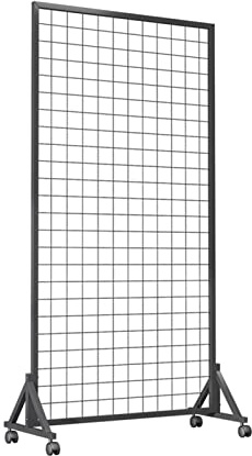 ZOCWJK Floor Standing Gridwall, Mesh Display Panel, Retail Display Stands, Home Shopfitting, Shop Market Fair Storage Shelving, Wire Grid Wall Display Rack (Black-60x120CM