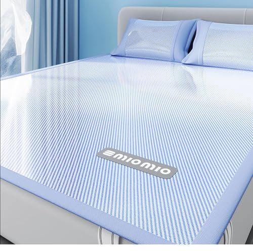 TBATM Eisseiden-Kühlmatte Mit Kissenbezug Für Erwachsene, Kissen Bequeme Kühlmatte Für Den Menschen, Kühlende Bettdecke Für Den Sommer Mit 1 Kissenbezug,Blue 1,90x200cm