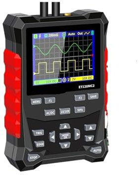 TIEOAXFT ET120MC2 Dual Channel Digital Oscilloscope Signal Generator 120MH/z 500MSa/S Mini AUTO Handheld Oscilloscope(ET120MC2)