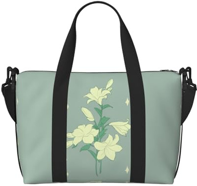 Damen-Umhängetasche mit weißen Lilien, bedruckt, geeignet für Arbeit, Pendeln, Fitness, Reisen, modische und vielseitige Umhängetasche