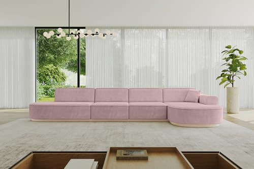 ALTDECOR Ecksofa in L-Form Corner Sofa Bett Eckcouch Couch Wohnlandschaft Cauchsofa MARI-L3-v1-402x165x81 cm Rosa