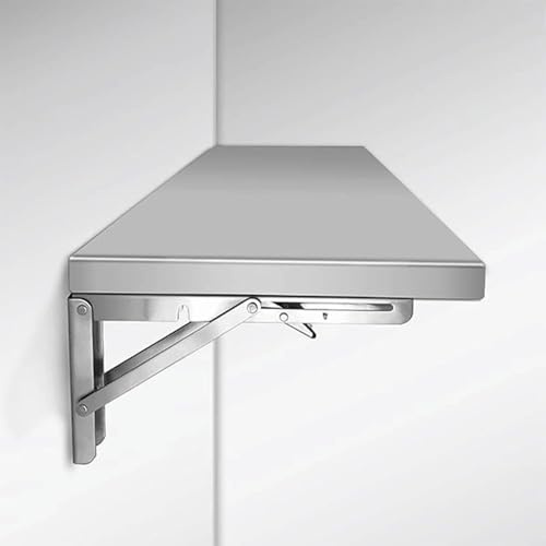 Tkahium Tavolo pieghevole da parete, pieghevole a parete, in acciaio inox 304, supporta un peso di 150 kg (60 x 40 x 3 cm)