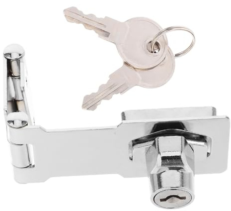 NUOBESTY 2 juegos Cerradura Metálica con Llave de Pestillo Plegable de Acero Inoxidable Puertas Interiores Cerradura Segura para Armarios Oficina Instalación Fácil y Resistente