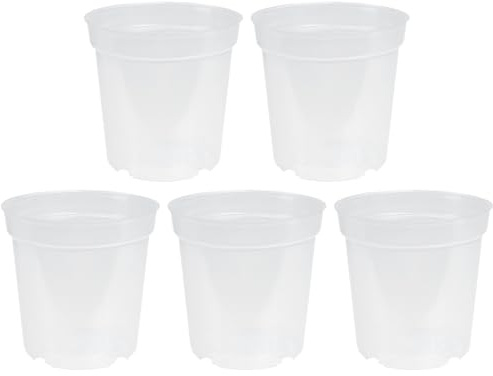 GANAZONO 5 Piezas Macetas Transparentes para Cultivo Exterior Vasos Nutritivos para Plantas Maceteros de Plástico para Orquídeas Africanas y Suculentas Aptos para Balcón y Jardín