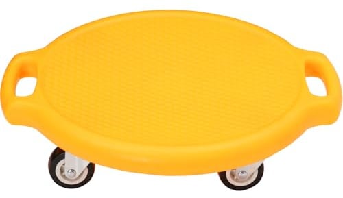 Rollbrett Balance Board Kunststoff,mit Haltegriffen und Flüsterrollen, Kinder Sportgeräte Indoor Outdoor, Fördert Gleichgewicht und Motorik, Rollbrett für Jungen und Mädchen ab 3 Jahre(Gelb)