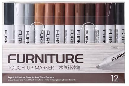 Holzmarker – 12 Farben, Kratzschutz, Fleckenentferner, Stift | Reparaturmarker Für Holzkratzer | Dauerhafter Finish-Fix Für Holzböden, Tische, Schreibtische, Bettpfosten, Schränke, Möbelrest