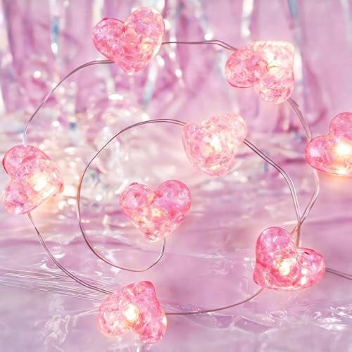 Sunshine smile LED Herz-Lichterkette,1.8M 20 LED Valentinstag Herzförmige Lichterkette,LED Lichterkette Herzen,Herzchen Lichterkette Batteriebetrieben,Lichterketten Herzen für Valentinstag,Hochzeit