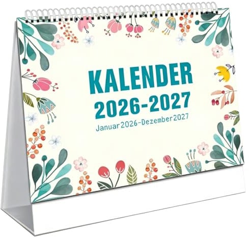 Tischkalender 2026 2027, 2-Jahres-Kalender, 24 Monatskalender | Tischkalender zum Aufstellen von JAN. 2026 bis DEZ. 2027, Büro & Homeoffice Kalendarien, 20.5 x 20.5cm Deutsch