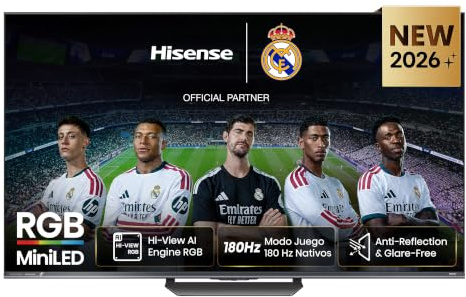 Hisense 55UR8S ? Mini téléviseur intelligent LED RVB 139,7 cm (55), Hi-View AI Engine RGB, mode jeu 180 Hz, anti-reflet et sans éblouissement, son surround 2.1.2, IMAX Enhanced, Dolby Vision IQ