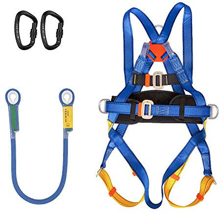 SSCYHT Klettergurt-Kit, professioneller Sicherheitsgurt mit Seil und Karabinern, Ganzkörper-Gurt zum Abseilen von feuerrettenden Bergsteiger-Baumausrüstungen
