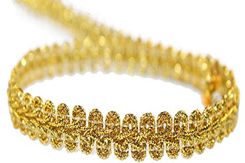 Yalulu 10 Meter Polyester Trim Sewing Lace, Geflochten Drehkordel Borte aus Dekoband Zierband Geschenkband Spitzenborte Schnur Kordelband Posamentenborte (Gold)