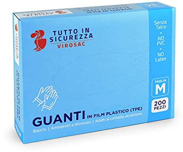 Virosac Einweghandschuhe in Box mit 200 Stück – TPE – Größe M