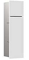 Emco Asis Pure Unterputz-Schrankmodul für die Klobürstengarnitur, Badezimmerschrank mit Toilettenpapierhalter, Hochschrank mit Push to Open-Funktion, Anschlag link, Weiß matt, 17 cm x 60 cm x 14,9 cm