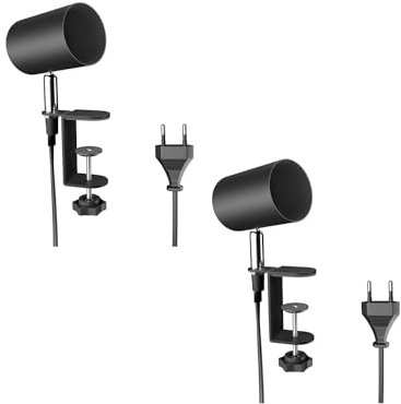 ledscom.de 2 Stück Klemmleuchte WAIKA, Schalter, schwarz matt, 1x GU10 max. 15W