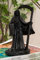 EASCHEER Heiliger Tod, Santa Muerte mit Sense in schwarzer Tunika, Robe, Statue, Sensenmann, Altar-Skulptur, stehend, religiöse Dekofigur, 13,5 cm