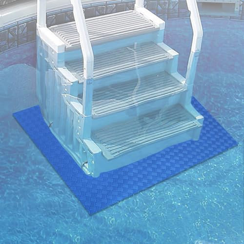 Trittmatte für Schwimmbadleiter, 89,9 x 89,9 cm, große, rutschfeste Textur-Pad für im Boden oder über dem Boden, 2,5 mm dick, Vinyl-Treppenstabilisierungskissen