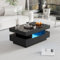 Merax Wohnzimmertisch, LED Couchtisch mit Stauraum, Hochglanz Kaffeetisch Wohnzimmer mit Vier Schubladen, Modern Coffee Table, 80 x 50 x 36 cm, Schwarz
