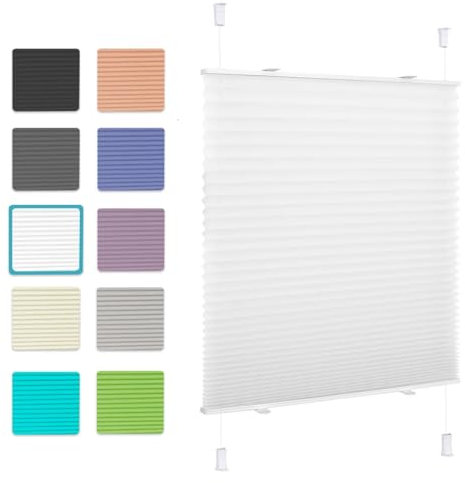 bobodeco Plissee ohne Bohren Klemmfix Faltrollo Jalousie Weiß 55x130cm (BxH)