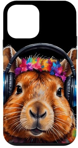 Hülle für iPhone 12 mini Capybara Kopfhörer Capy Bunt Tier Aufdruck Design Print
