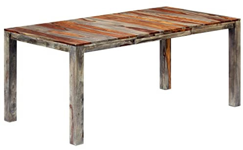 Genérico Wenjingqi-248007 Esstisch, Massivholz, Sheesham, Grau, 180 x 90 x 76 cm
