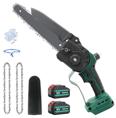 Mini Motosega a Batteria, Elettrica Motosega da Potatura per Makita 18V, 8 Pollici Sega a Batteria con 2 Batteries 5500mah, per Tagliare Legna, Potare Rami