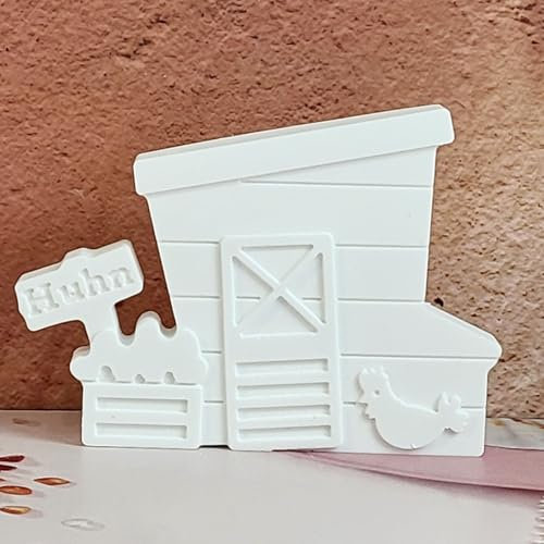 Silikonformen Gießformen Häuser, Hühn Silikonform Haus Gießformen Silikon Hühnerstall Gipsform zum Gießen Giessform Silikon Gießformen Tier Silikonform Frühling Sommer für Kerzen Gips