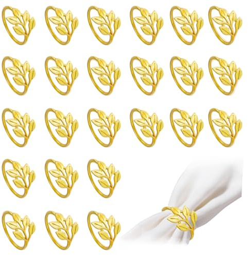 24 Stück Serviettenring, Blätter Design Dekor Metall Servietten Ring